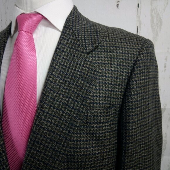 Oscar de la Renta 42L 2 Button Multicolor Houndstooth Suit Blazer Sport Coat - Picture 1 of 11